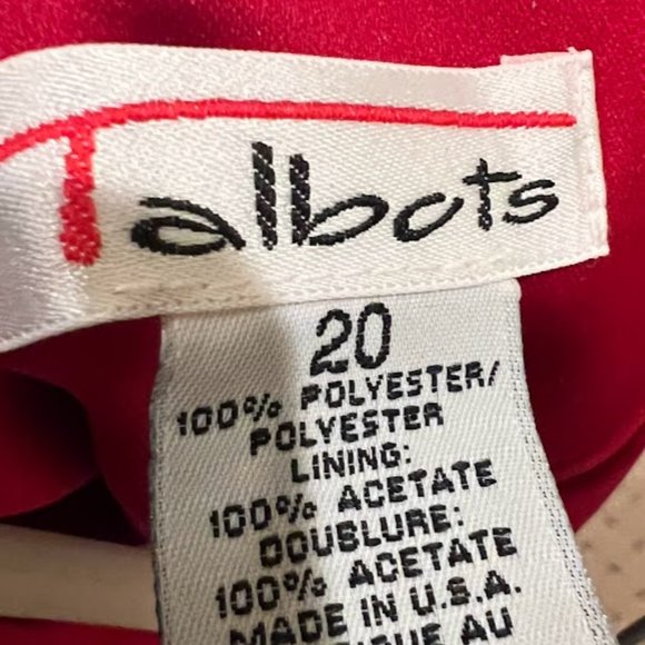 NWT Talbots Red Sleeveless Dress Size 20 - Picture 2 of 3